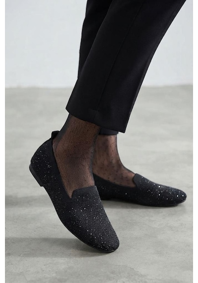 Pierre Cardin Papuçcity Sprs 03401 Kadın Günlük Keten Taşlı Babet Sıyah