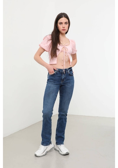 Kadın Likralı Jean Pantolon Mavi 001