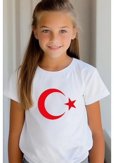 Dode Flora Çocuk Ay Yıldız Hilal Baskılı Tişört Kırmızı