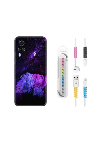 Vivo Y51 Kılıf Kablo Koruyuculu Purple Mountain 1640