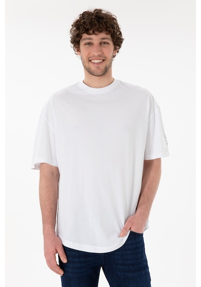 U.S. Polo Assn. Erkek Long Fit Bisiklet Yaka Beyaz Basic Tişört 50305988-VR013