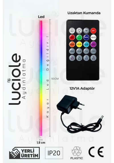50 Cm Ses Müzik Duyarlı Uzaktan Kumandalı Led Abajur - Yatak Üstü, Tv Yanı ,oturma Odası