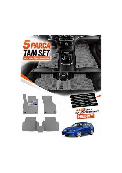 Subaru Impreza-gh 2007-2011 Uyumlu Eva Oto Paspas Metal Topukluklu Havuzlu Açık Gri