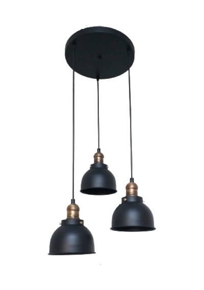 Retro Metal Dekoratif 3 Lü Siyah Rustik Avize Çap:30 Cm Beyaz