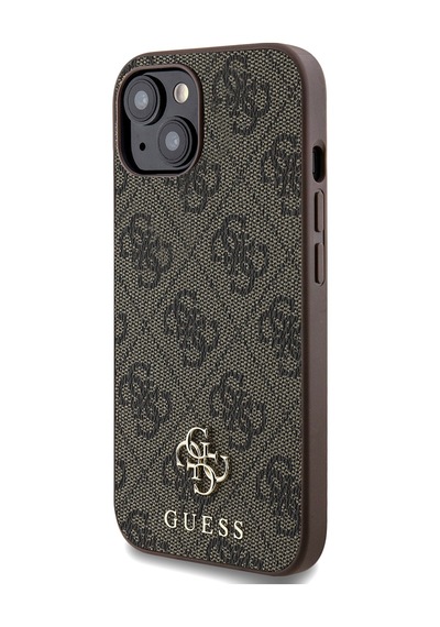 Apple Uyumlu iPhone 15 Kılıf Guess Lisanslı Magsafe Şarj Özellikli Small 4g Classic Kahverengi