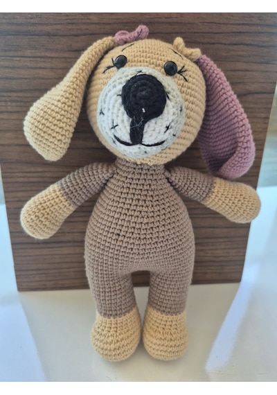 Sevimli Köpek Amigurumi Doğal Bej-Kahverengi