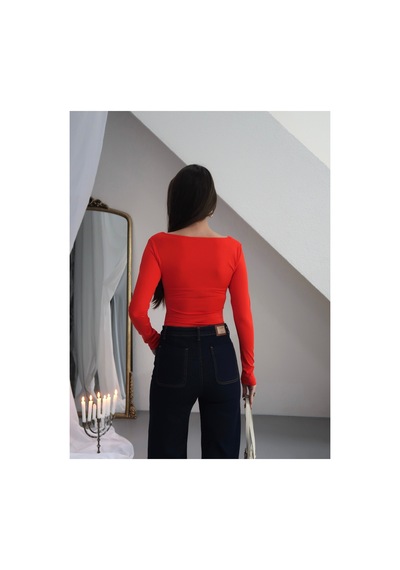 Paw Garage Kadın V Yaka Polyamid Bodysuit Beyaz