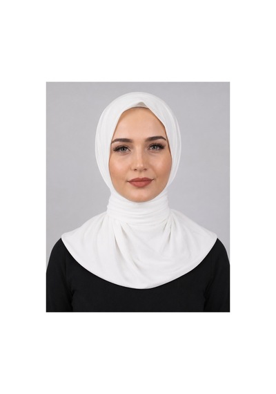 Unika Boutique Çıtçıtlı Bağlamalı Tesettür Pratik Şal Deniz Havuz Için Uygundur Beyaz