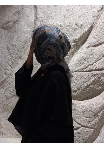 Qalortex Scarf Pamuklu Soft Lara Desen Eşarp-gri
