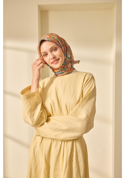 Silk Home Soft Eşarp 73090-03 Taba, İndigo, Sarı, Yeşil