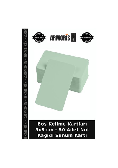 Boş Kelime Kartları 5x8 Cm - 50 Adet Not Kağıdı Sunum Kartı