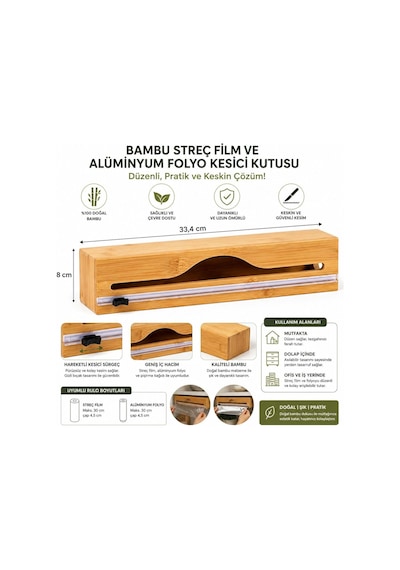 Doğal Bambu Streç Film Ve Alüminyum Folyo Dispenser Kesici Kutusu, Asılabilir Mutfak Düzenleyici Organizer, Pratik Kesim Ve Saklama Aparatı, Premium Dayanıklı Tasarım, 33,4 X 8 Cm Çok Renkli Doğal Bambu Streç Film Ve Alüminyum Folyo Dispenser Kesici Kutusu, Asılabilir Mutfak Düzenleyici Organizer, Pratik Kesim Ve Saklama Aparatı, Premium Dayanıklı Tasarım, 33,4 X 8 Cm Çok Renkli