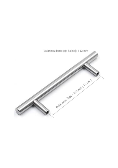 Alüminyum Paslanmaz İnox 160 mm Mobilya Boy Kulp Çap: 12 mm