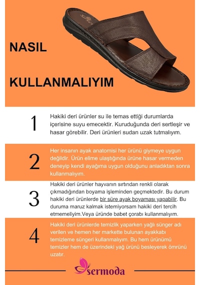 Hakiki Gerçek Deri Erkek Terlik Hafif Terlik Deri A Şır. Kahve A Şır. Kahve