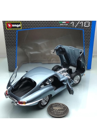 1961 Jaguar E-type 3.8 Coupe Blue Metallic 1 18 Ölçek Burago Mark