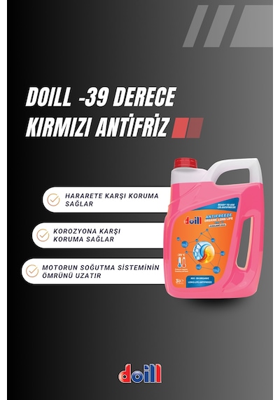 Doill -39 / -40 Derece Hazır Karışım 3 Litre Organik Kırmızı Antifriz - G12