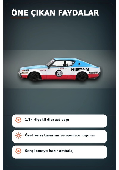 Detaylı 1/64 Diecast Nissan Skyline Kenmeri Liberty Walk Yarış Arabası Modeli Bx-313382