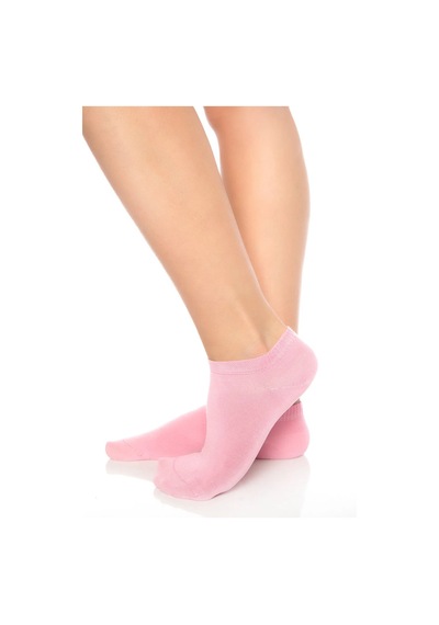 Saysez Bambu Kadın Patik Düz Pembe Renk Çorap Dikişsiz Premium Kutulu 6'lı Paket Renkli