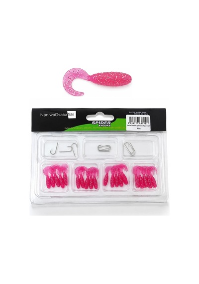 Naniwaosakashi Spider 2.5cm Orak Kuyruk 20 Silikon + 10 İğne Lrf Yem Seti Pink