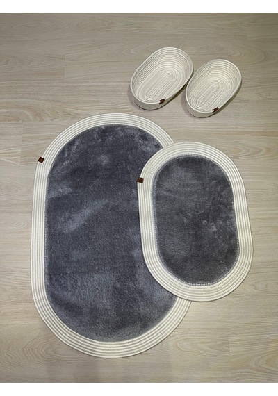 Senza Atelier Lüks 4 Lü Banyo & Antre Seti Krem Halat Çerçeveli, Gri Peluş Dokulu Paspas Takımı Ve 2 Li Sepet Açık Gri - Antrasit Senza Atelier Lüks 4 Lü Banyo & Antre Seti Krem Halat Çerçeveli, Gri Peluş Dokulu Paspas Takımı Ve 2 Li Sepet Açık Gri - Antrasit