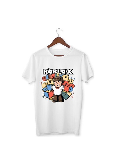Alpşan Ticaret Roblox Baskılı Unisex Çocuk Tişört T-shirt Beyaz