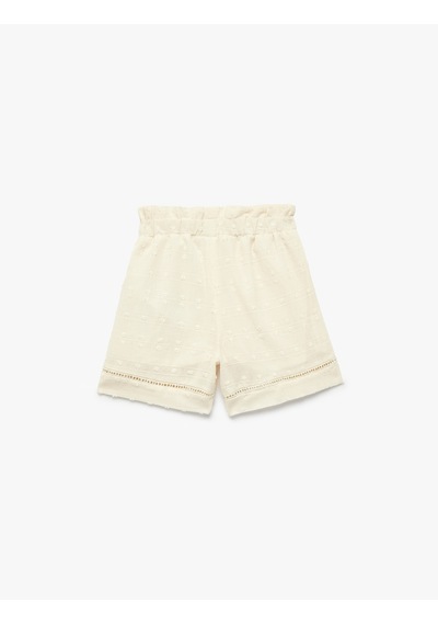 Koton Pamuklu Beli Lastikli Basic Şort Ekru 6smg40015aw
