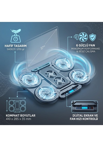 Gameagle 6 Fanlı Rgb Notebook Soğutucu, 9-17 İnç Laptop Uyumlu, 7