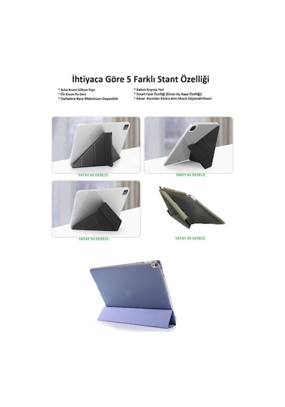 Apple Uyumlu iPad Pro 11 2.Nesil 2020 Kılıf Trifolding Kalem Bölmeli