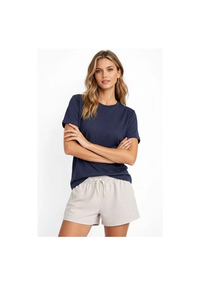 Osy Modal Kadın Bisiklet Yaka T-shirt - İndigo İndigo