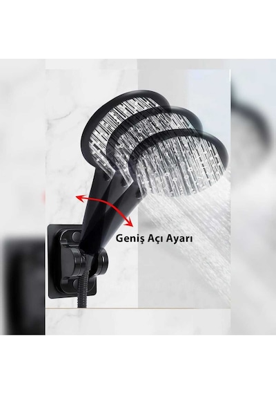 Siyah Kendinden Yapışkanlı 15 Kg Taşıyabilen Nano Duş Başlığı Askısı Mafsal Kolay Temiz Kurulum Beya Diğer
