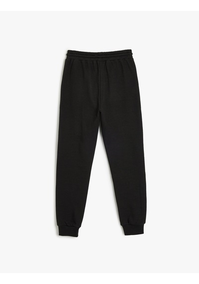 Koton Basic Jogger Eşofman Altı Beli Bağlamalı Şardonlu Siyah 5wkb40146tk Siyah