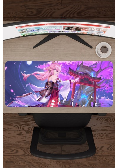 Yae Miko Genshin Impact Anime Gacha V5 - 70x30 Xl Gaming Mouse Pad Fare Altlığı