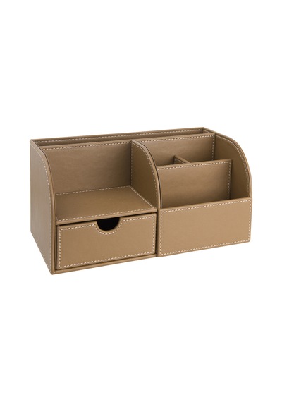 Masaüstü Düzenleyici,kalemlik,kumandalık,küpbloknotluk,tabletlik,kitaplık,6 Gözlü,çekmeceli,desktop Organizer,vegan,24,5 13 12 Vizon