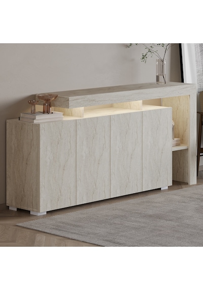 İnarch Dizayn Beliz Led Işıklı Modern Konsol 170 Cm, 4 Kapaklı Ve İç Raflı Depolama, Tasarım Traverten İnarch Dizayn Beliz Led Işıklı Modern Konsol 170 Cm, 4 Kapaklı Ve İç Raflı Depolama, Tasarım Traverten