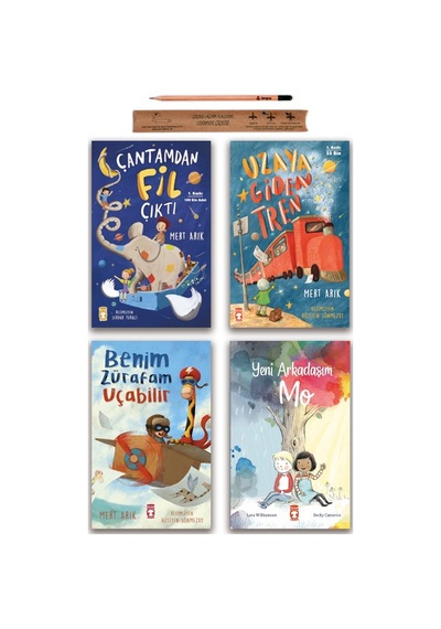 Timaş Çocuk Çantamdan Fil Çıktı - Uzaya Giden Tren - Benim Zürafam Uçabilir - Yeni Arkadaşım Mo Set 4 Kitap