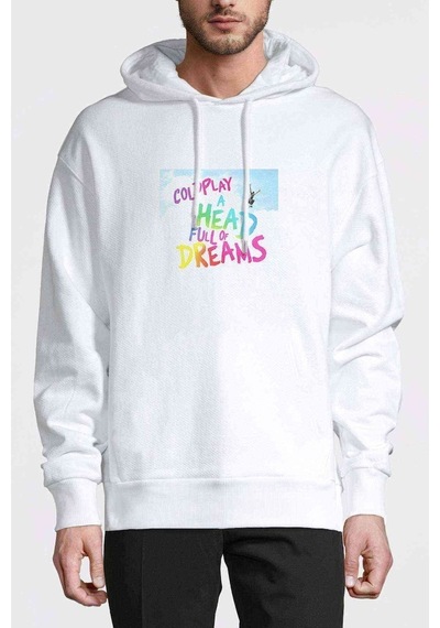 Coldplay A Head Full Of Dreams Baskılı Beyaz Erkek Sweatshirt