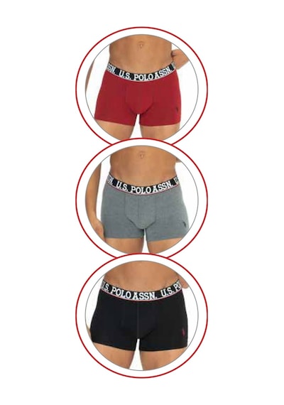 U.S. Polo Assn. U.s Polo Assn. 80533 Erkek Pamuklu 3'lü Boxer-bordo&siyah&antrasitmelanj Siyah