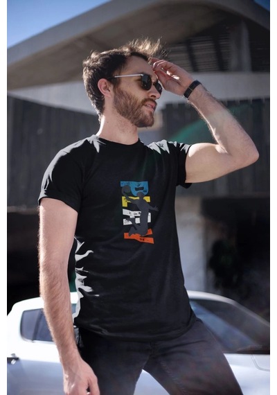 Freedom Store Erkek Özel Baskılı Modern Fit %100 Pamuk Bisiklet Yaka T-shirt Siyah Freedom Store Erkek Özel Baskılı Modern Fit %100 Pamuk Bisiklet Yaka T-shirt Siyah