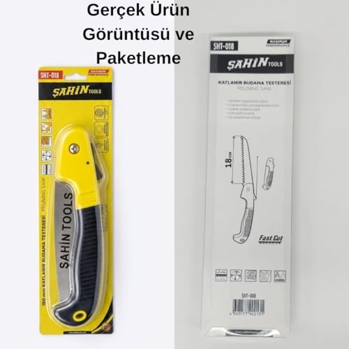Şahin Tools Sht-018 Katlanır Budama Testeresi - 18 Cm Yüksek Karbonlu Çelik Bıçak, Ergonomik Tutuş, Üç Eksenli Özel Bileme, Hızlı Kesim Fast Cut