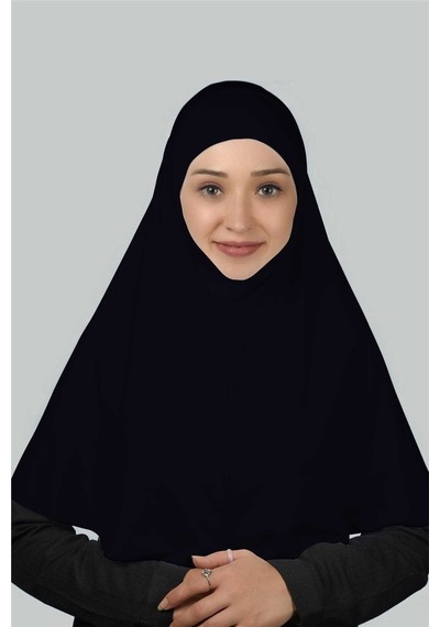 Altobeh Hazır Türban Peçeli Pratik Eşarp Tesettür Nikaplı Hijab - Namaz Örtüsü Sufle (XL) - Lacivert