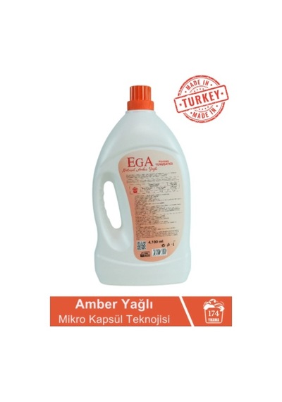 Ega Kimya Aktif Kapsül Teknolojili Amber Çamaşır Yumuşatıcısı 4100 ML