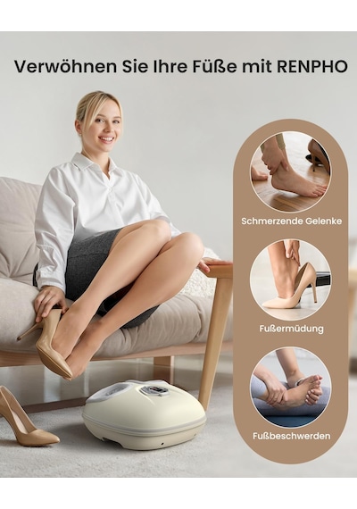 Renpho Isılı Ayak Masajı, Ses Kontrollü Shiatsu Ayak Masajı 2026 Yeni, Ev Veya Ofis İçin Krem Beyaz Tasarım, Kadınlar İçin İyi Hediye, Anne, Kız Arkadaşı