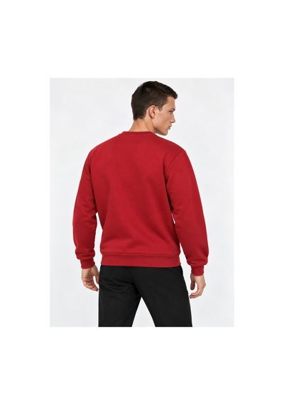 Hk Premium Sweatshirt Bisiklet Yaka Hk Premium Logolu Erkek Basic Kırmızı