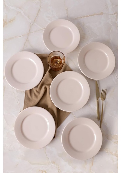 Krem Linda Pasta Tabağı 21 Cm 6 Adet 030 Çok Renkli