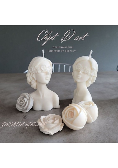 Bernami Mumluk Şamdanpinterest Soya Wax Çiçek Maskeli Kız Mum Diğer