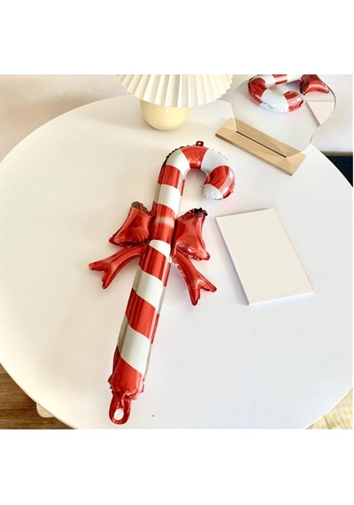 Kurdeleli Baston Şeker Folyo Balon 57x29,5 Cm