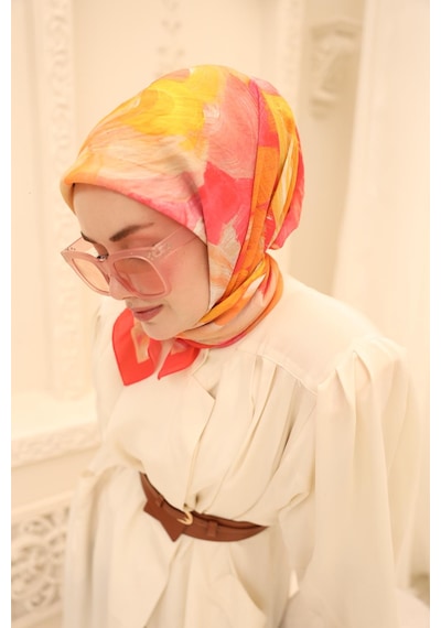 Silk Home Olinda İpek Eşarp 47001-12 Mercan, Bej, Pembe, Bordo, Ekru