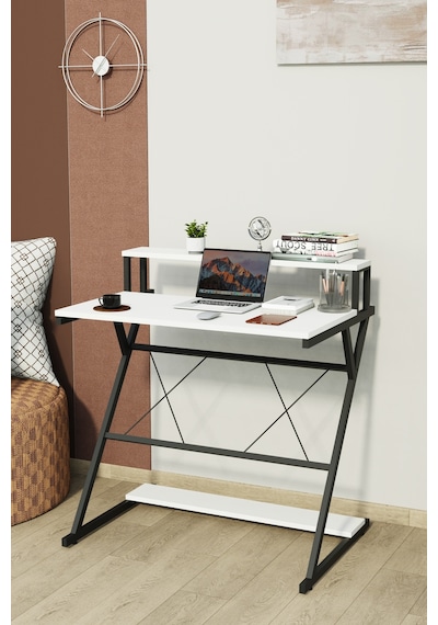 Lucca Raflı Çalışma Masası Metal Ayaklı Bilgisayar Masası Ofis Ve Ev Çalışma Masası Beyaz Lucca Raflı Çalışma Masası Metal Ayaklı Bilgisayar Masası Ofis Ve Ev Çalışma Masası Beyaz
