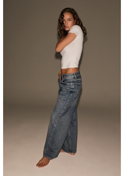 Grımelange Grimelange Lexy Kadın Standart Bel Baggy Balon Jean Mavi Tint Pantolon