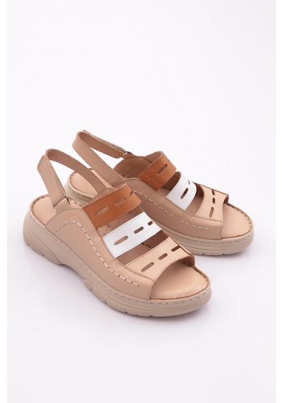 Dgn 326 Kadin Cirtli Sandalet 326-2132-R7531 Bej
